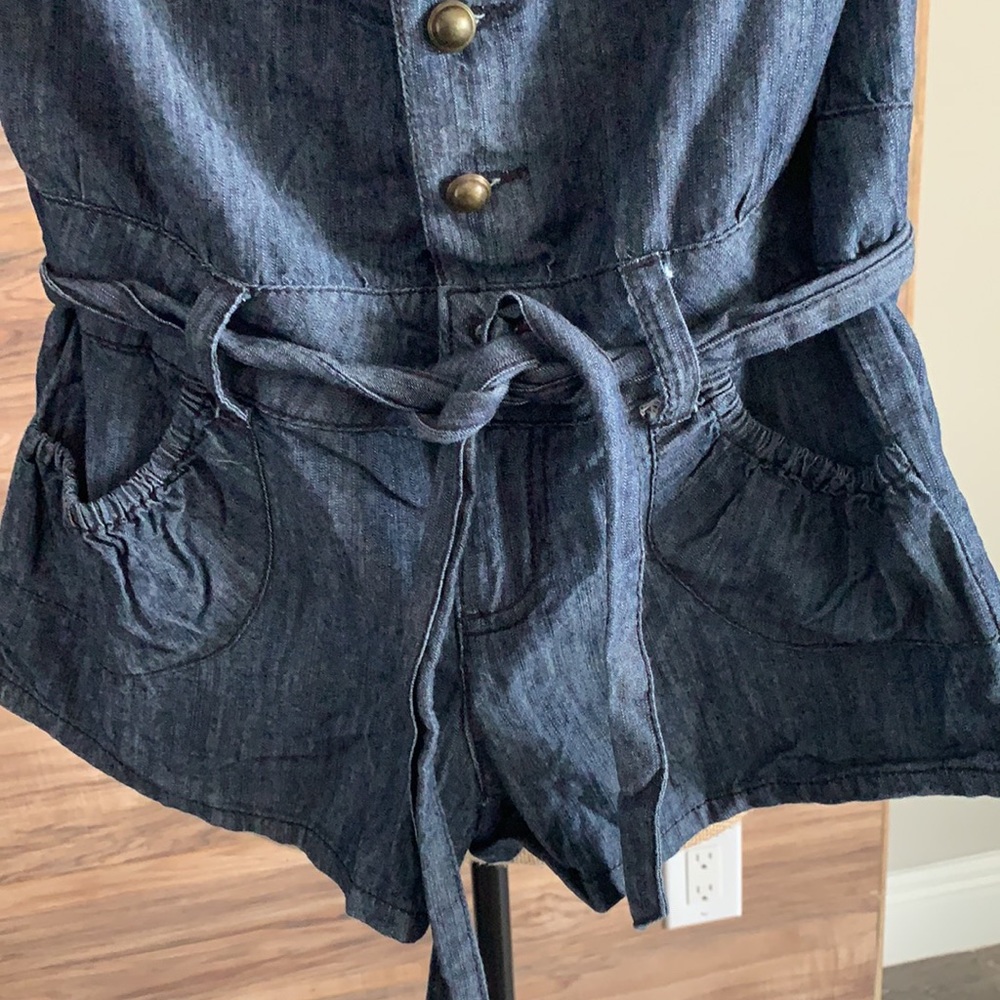 Strapless denim romper - Picture 3 of 9